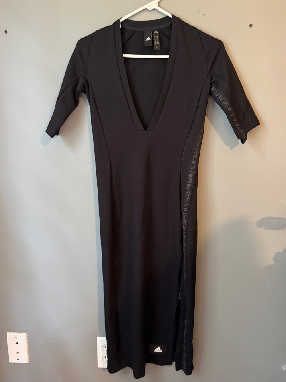 Adidas Black V-Neck Dress with Side Zip